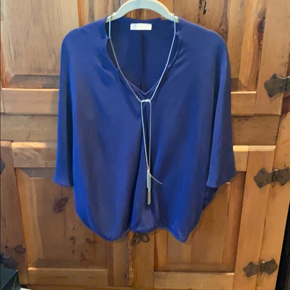 Ramy brook blue silk top